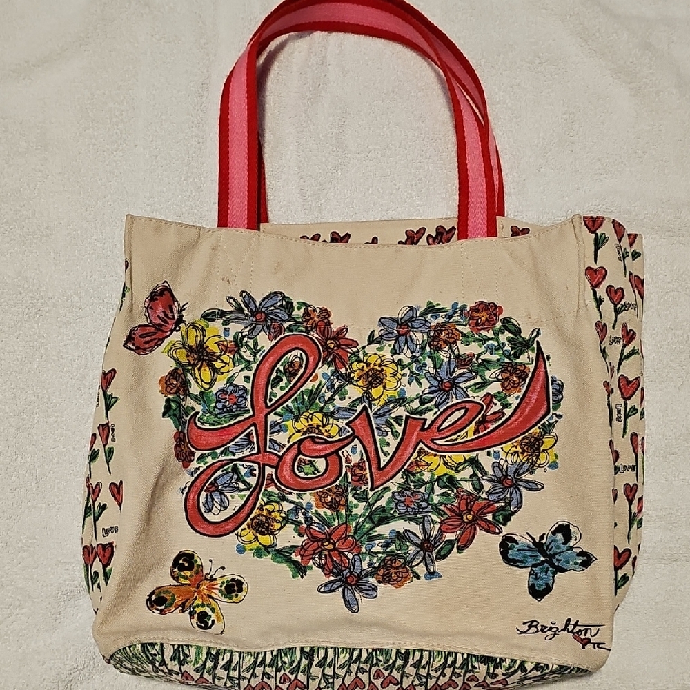 Brighton Love Floral Tote with Red Handles